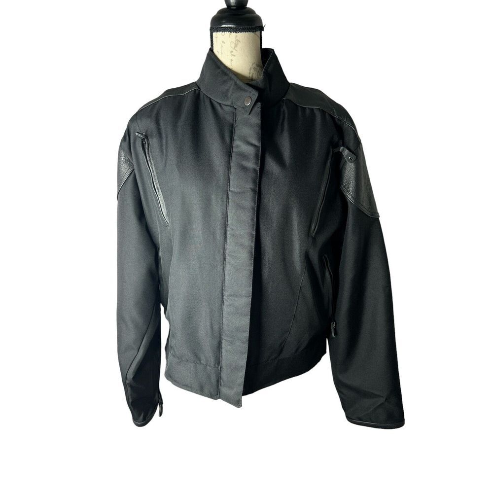 Unik leather/nylon‎ ladies size XLarge black jacket EUC